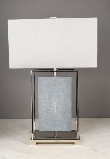 Blue & Polished Nickel Table Lamp