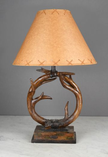 Wooden Antler Ring Table Lamp