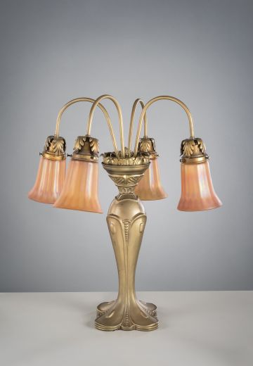 Four Light Table Lamp w/Ormalu Glass Shades