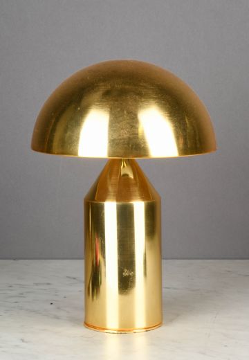 *LED or Incandescent* Polished Brass Metal Shaded Table Lamp (S)