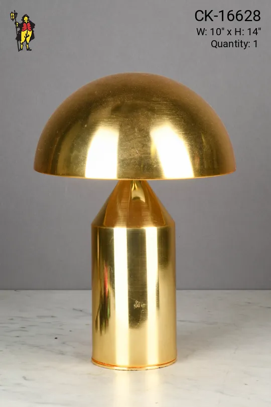 *LED or Incandescent* Polished Brass Metal Shaded Table Lamp (S)