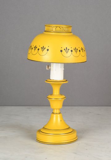 Yellow Floral Shaded Single Candle Small Table Lamp