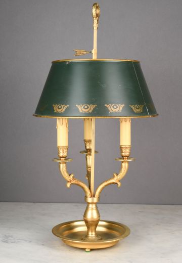 Green Metal Shaded Three Candle Brass Bouliette
