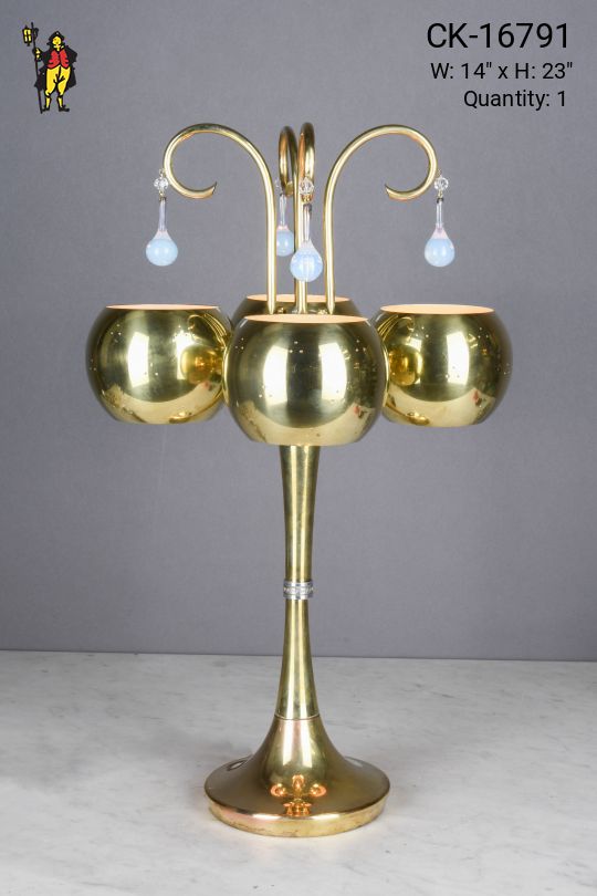 Polished Brass Mid Century Four Light Table Lamp
