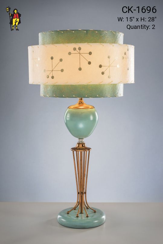 Mid-Century Table Lamp w/Laced Shade