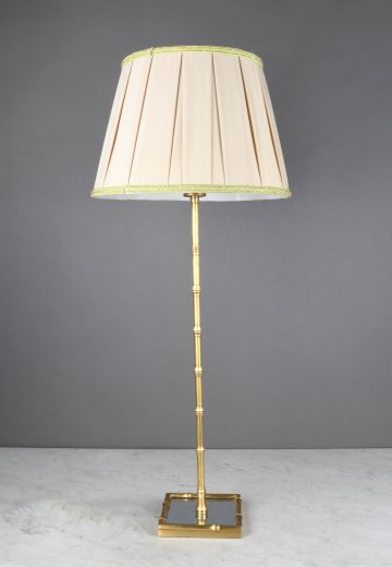 Brass "Bamboo" Table Lamp w/Mirrored Base