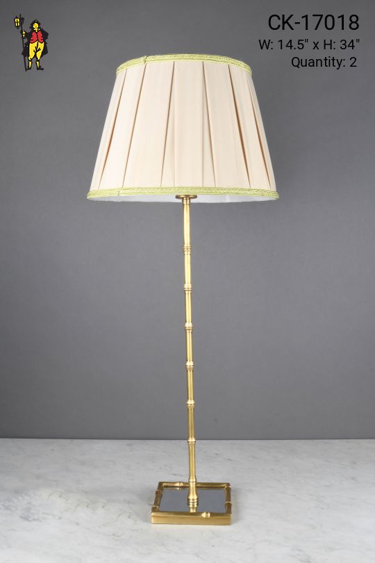 Brass "Bamboo" Table Lamp w/Mirrored Base