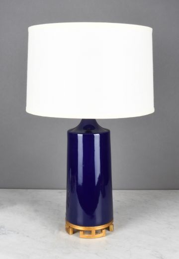 Blue Ceramic w/Brass Painted Accent Table Lamp