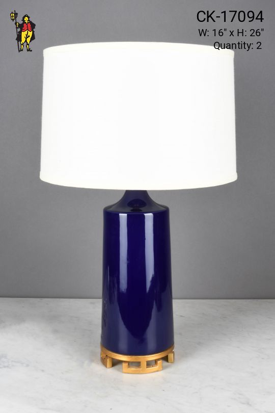 Blue Ceramic w/Brass Painted Accent Table Lamp