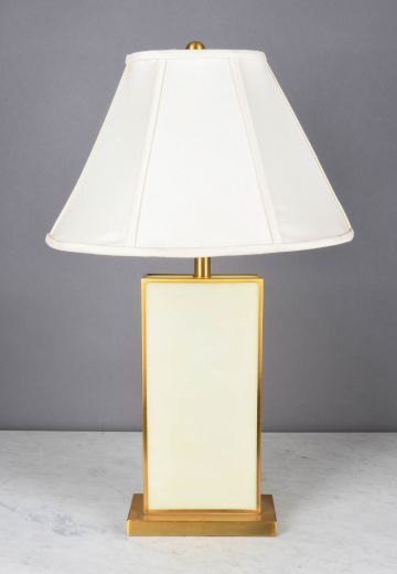 Yellow & Brass Rectangular Table Lamp