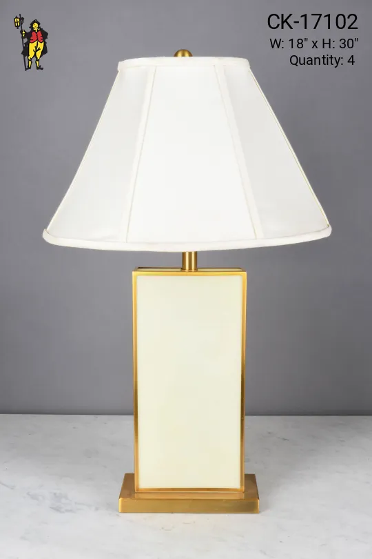 Yellow & Brass Rectangular Table Lamp