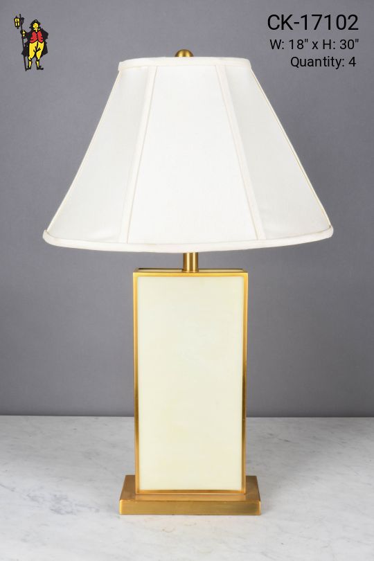 Yellow & Brass Rectangular Table Lamp