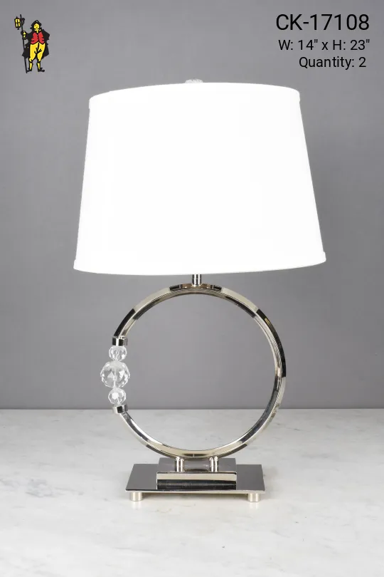 Chrome Circular Modern w/Crystal Accent Table Lamp