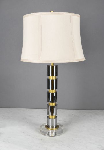 Lucite & Brass Modern Table Lamp