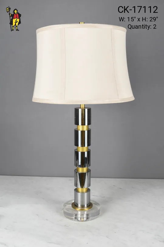 Lucite & Brass Modern Table Lamp