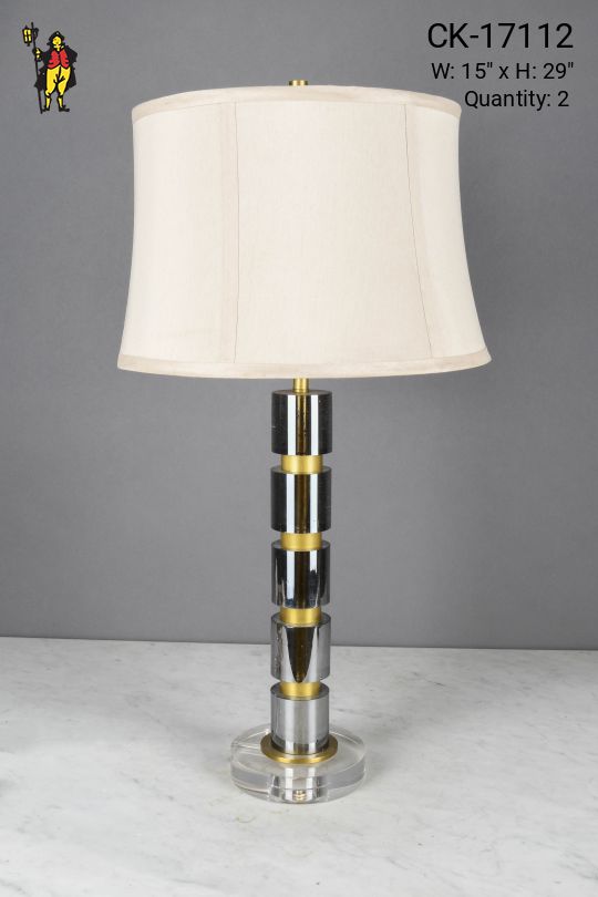 Lucite & Brass Modern Table Lamp