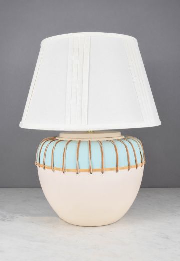 Oversize Light Blue & White Ceramic Table Lamp