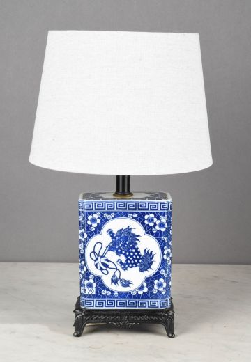 Small Blue & White Ceramic Ginger Jar Table Lamp