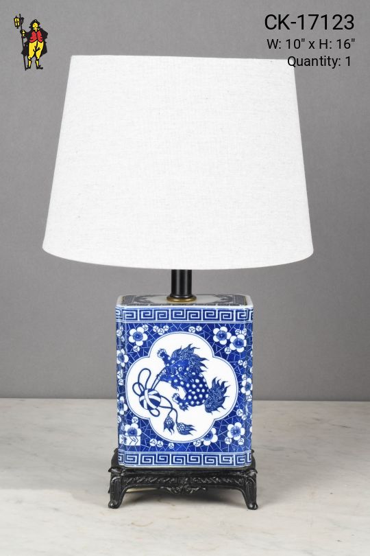 Small Blue & White Ceramic Ginger Jar Table Lamp