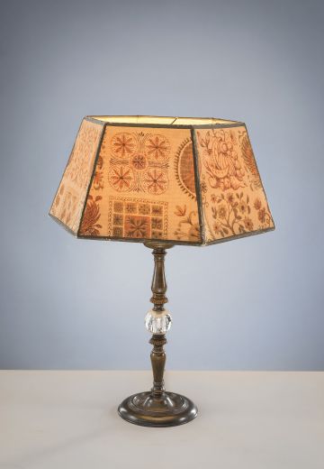 Antique Brass Table Lamp w/Mica Shade