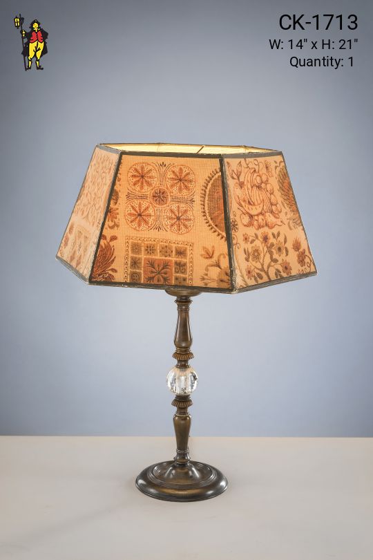Antique Brass Table Lamp w/Mica Shade