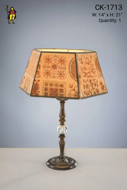 Antique Brass Table Lamp w/Mica Shade