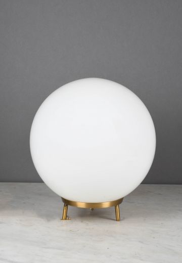 Footed Glass Globe Shaded Table Lamp