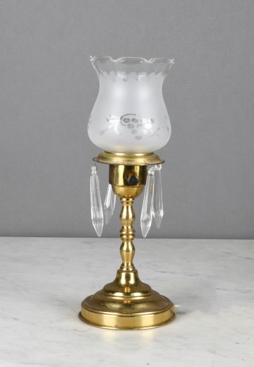 Victorian Single Light Brass & Crystal Table Lamp