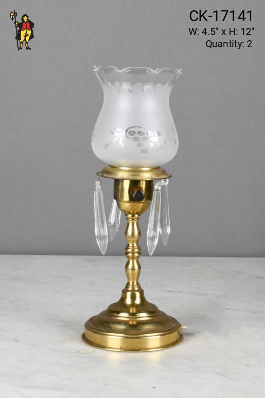 Victorian Single Light Brass & Crystal Table Lamp