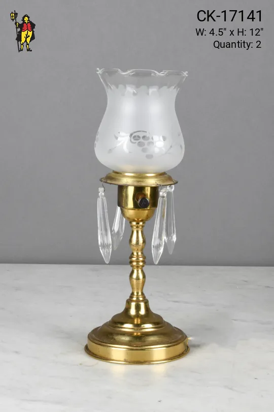Victorian Single Light Brass & Crystal Table Lamp