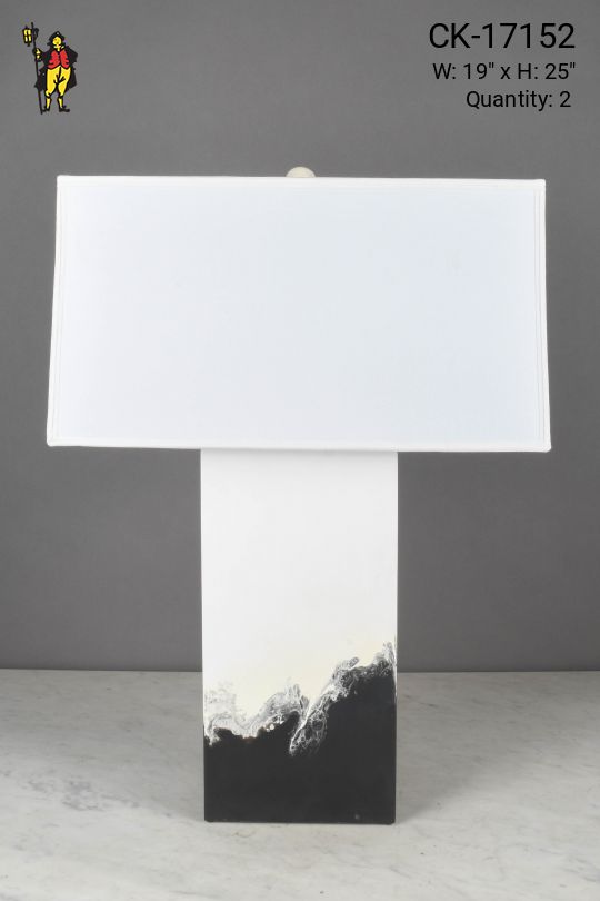 White & Black Abstract Rectangular Table Lamp