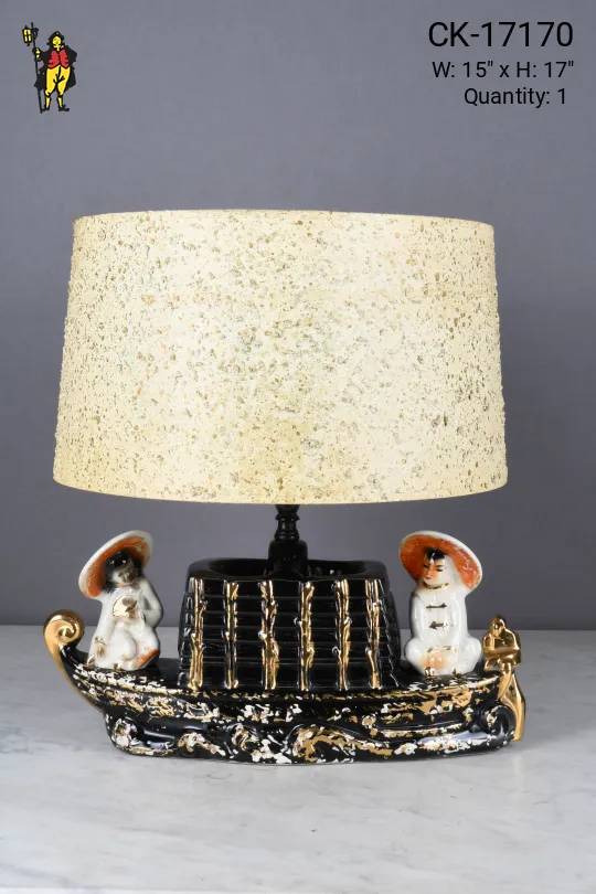 Black Ceramic Boat Table Lamp