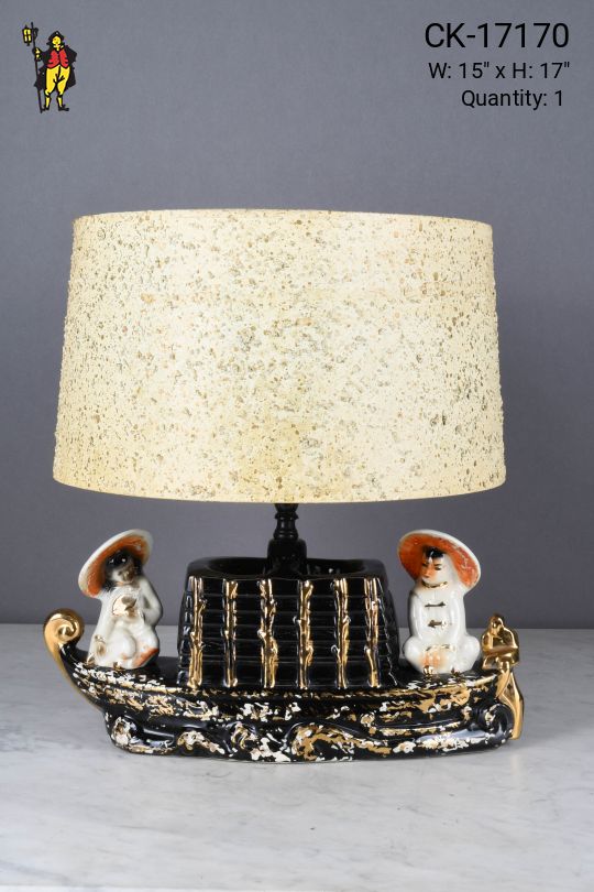 Black Ceramic Boat Table Lamp
