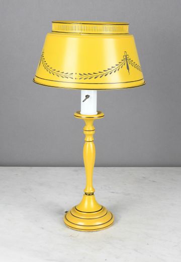 Yellow Metal Shaded Single Candle Table Lamp