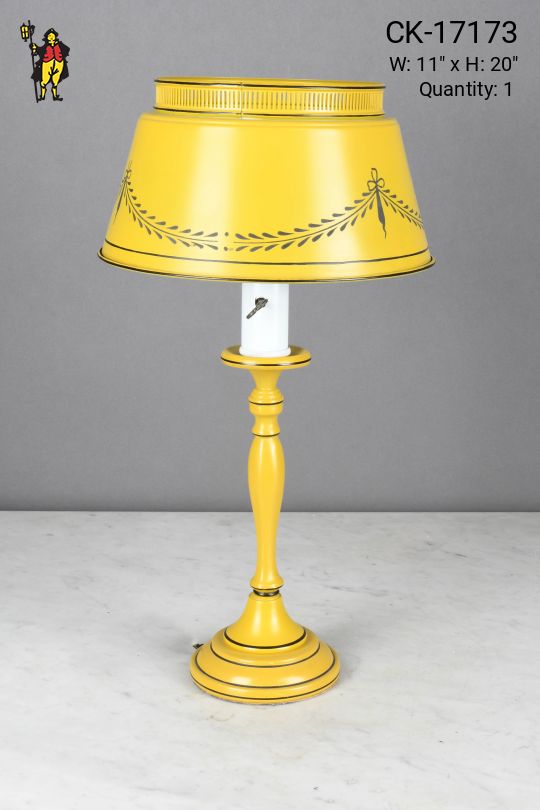 Yellow Metal Shaded Single Candle Table Lamp