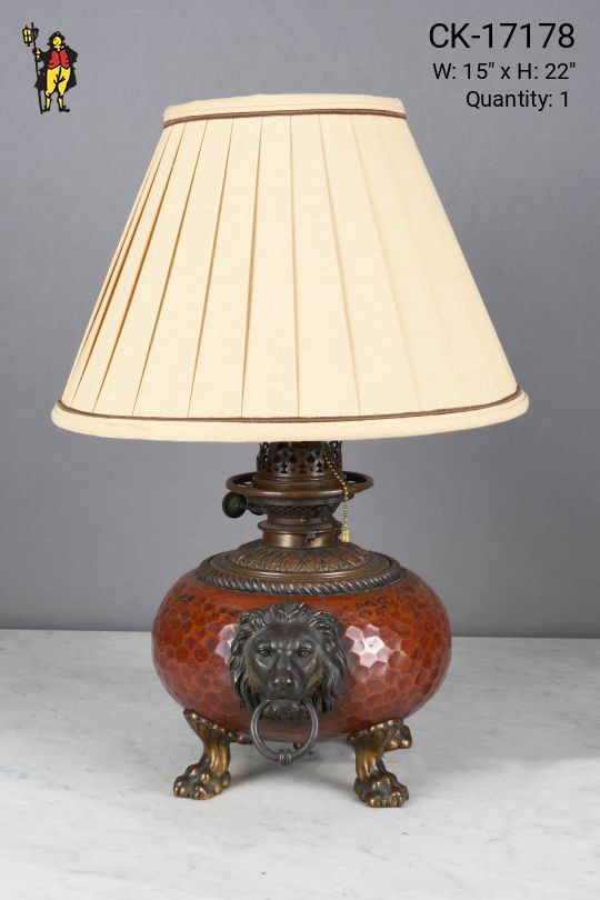 Art Deco Single Light Lion Bust Table Lamp