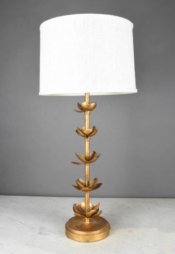 Modern Floral Brass Oversize Table Lamp