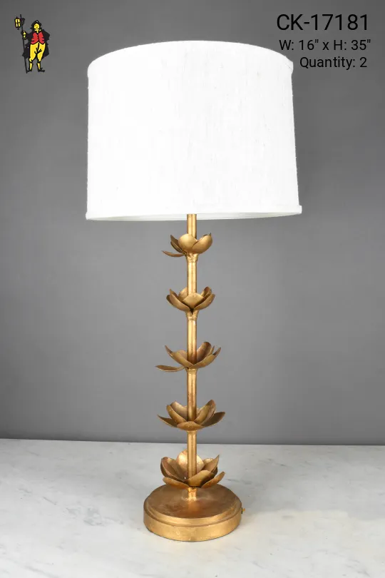Modern Floral Brass Oversize Table Lamp