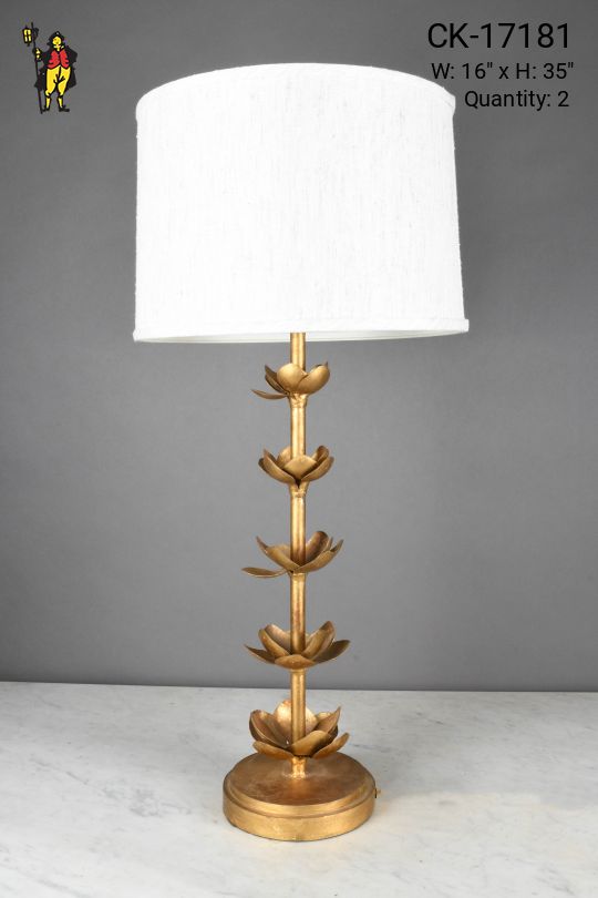 Modern Floral Brass Oversize Table Lamp