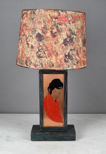 Wooden Painted Portrait Table Lamp