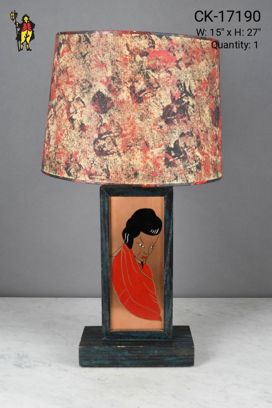 Wooden Painted Portrait Table Lamp