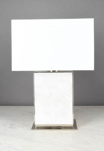Marble & Polished Nickel Rectangular Modern Table Lamp