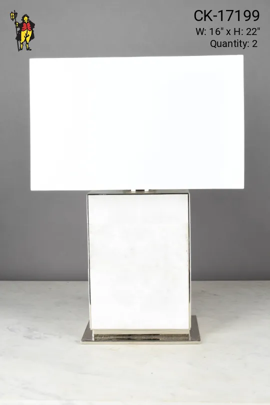 Marble & Polished Nickel Rectangular Modern Table Lamp