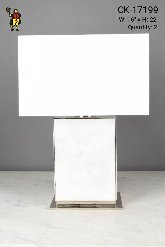 Marble & Polished Nickel Rectangular Modern Table Lamp