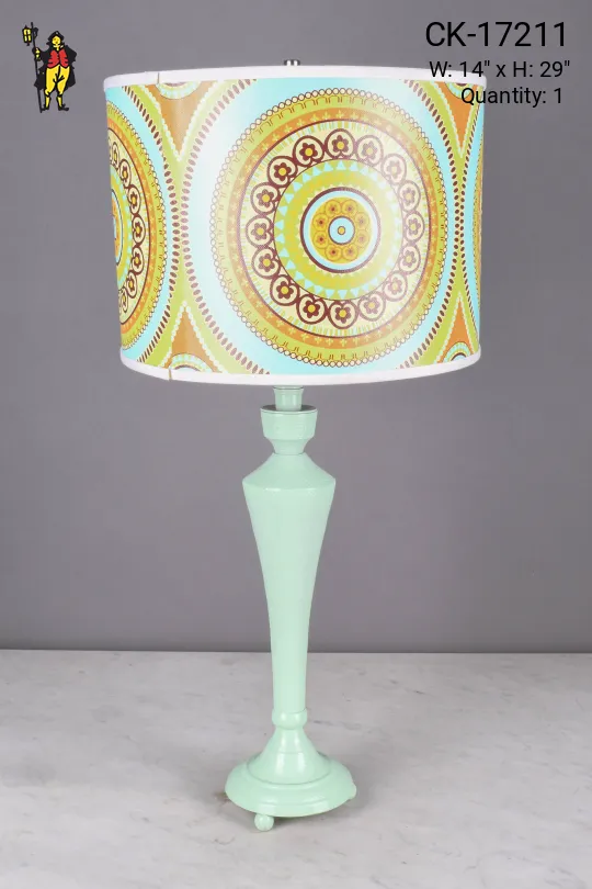 Green Textured Mid Century Table Lamp
