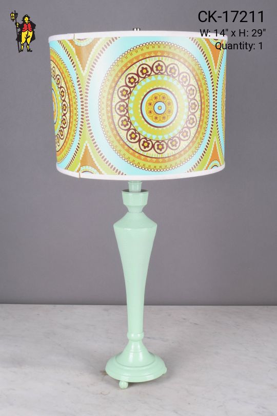 Green Textured Mid Century Table Lamp
