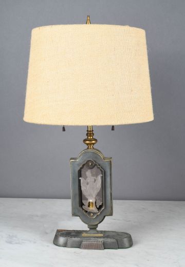 Metal Table Lamp w/Etched Glass Table Lamp
