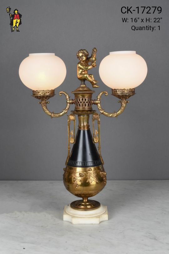 Black & Brass Two Light Victorian Table Lamp