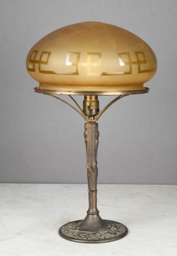 Art Deco Amber Glass Shaded Table Lamp