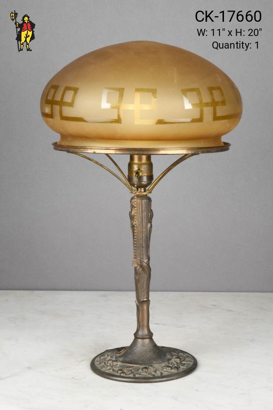 Art Deco Amber Glass Shaded Table Lamp